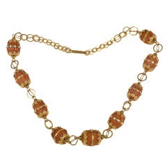 19th century Gold and Coral (Corallium Rubrum) Necklace.