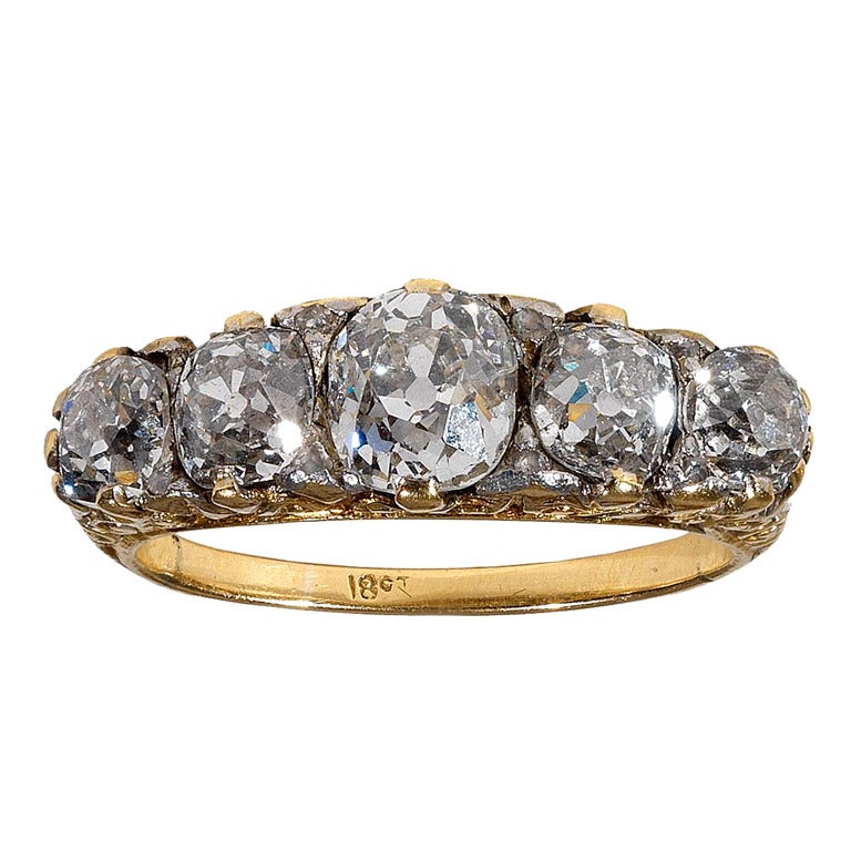 Victorian five stone diamond ring, c.1880