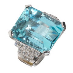 Large 27carat Aquamarine and Diamond Dress Ring