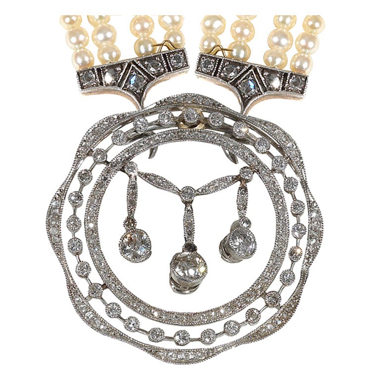 A Belle Epoque Diamond and Pearl Sautoir