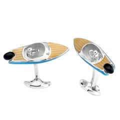 Silver Speedboat Cufflinks by Deakin & Francis