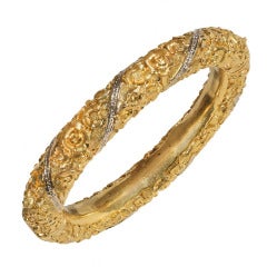 An Antique Gold Nugget Bangle Bracelet Italy 1890ca