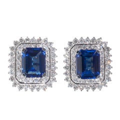 Vintage A pair of Tanzanite and Diamond Earclips