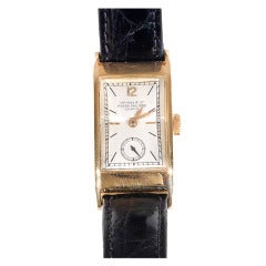 Patek Philippe Yellow Gold Rectangular Wristwatch Retailed by Tiffany & Co