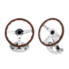 DEAKIN & FRANCIS Silver Vintage Steering Wheel Cufflinks