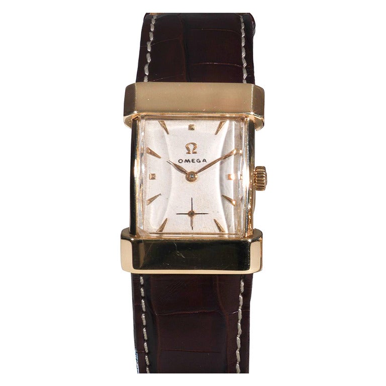 Omega Yellow Gold Rectangular Wristwatch Ref 3913 circa 1956