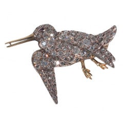 Late Victorian Diamond gold silver Snipe Brooch 3