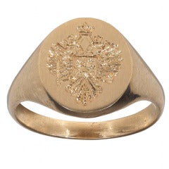 Anello con sigillo dell'aquila in oro giallo Romanov