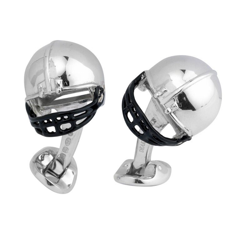 DEAKIN 
FRANCIS Silver American Football Helmet Cufflinks