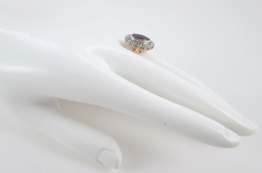 Victorian An Amethyst Rose Cut Diamond Gold Ring