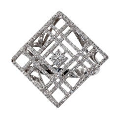 Diamond White Gold Geometric Design Ring