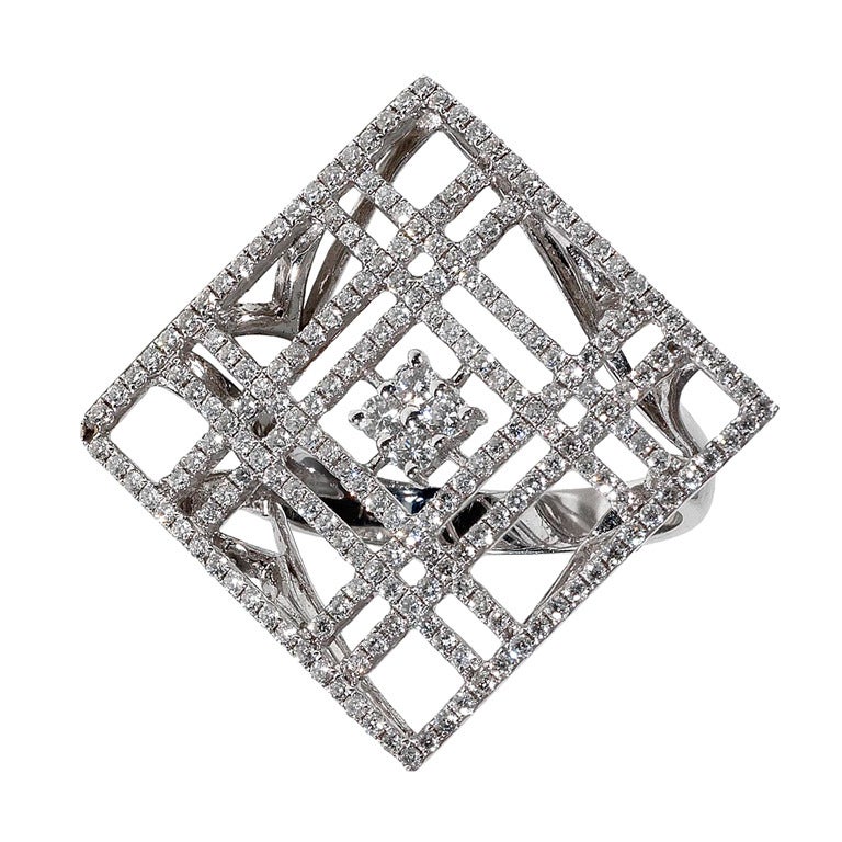 Diamond White Gold Geometric Design Ring