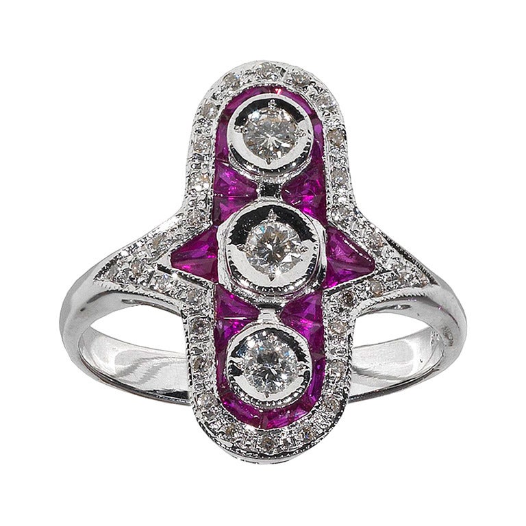 Ruby Diamond White Gold Ring at 1stdibs