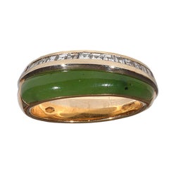 Jade Diamond Two Color Gold Ring