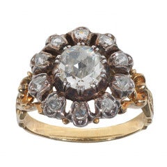 An Antique Rose-Cut Diamond Cluster Ring