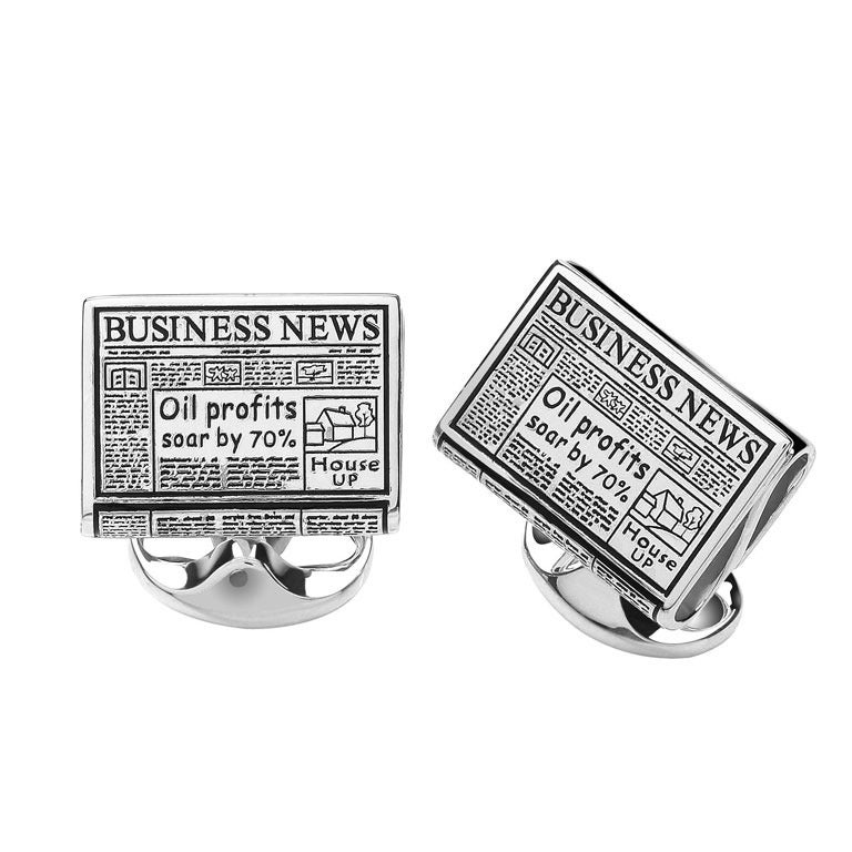 Deakin & Francis Newspaper 'Business News' Cufflinks