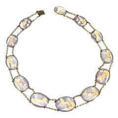 An Antique Shell Cameo And Gold Necklace
