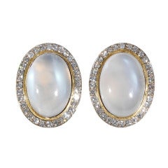 Moonstone Diamond Gold Earclips Moonstone Diamond Gold Earclips