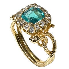 18Kt Gold Victorian Snake Emerald Ring