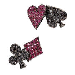 Pair of Ruby and black diamond cufflinks