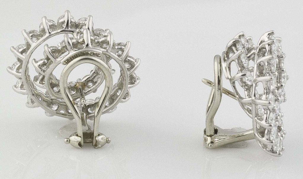 Contemporary TIFFANY& CO. Diamond Platinum Swirl Earrings