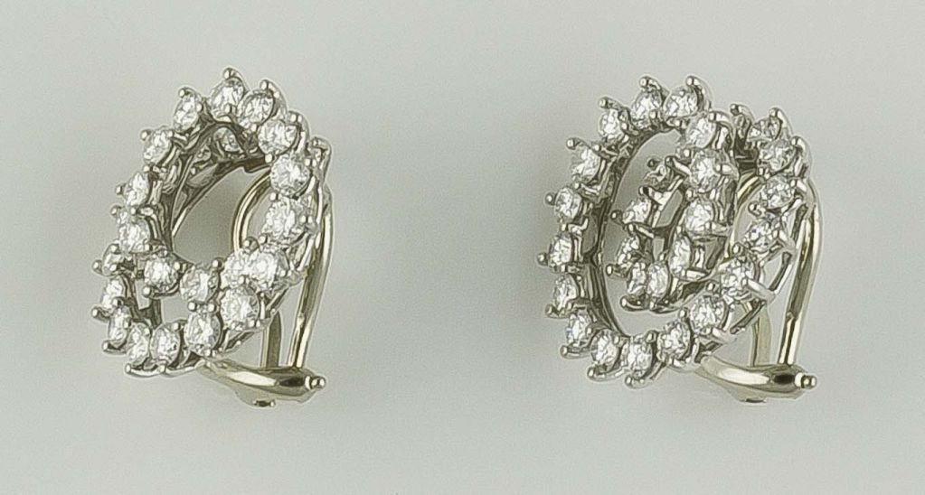 Women's TIFFANY& CO. Diamond Platinum Swirl Earrings