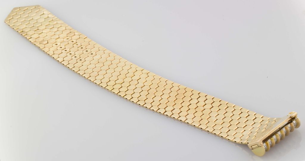 FRENCH Retro 18k Gold Diamond Honeycomb Buckle Bracelet 2
