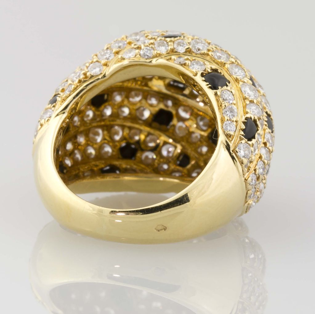 CARTIER Panthere Diamond Onyx and Gold Dome Ring 1
