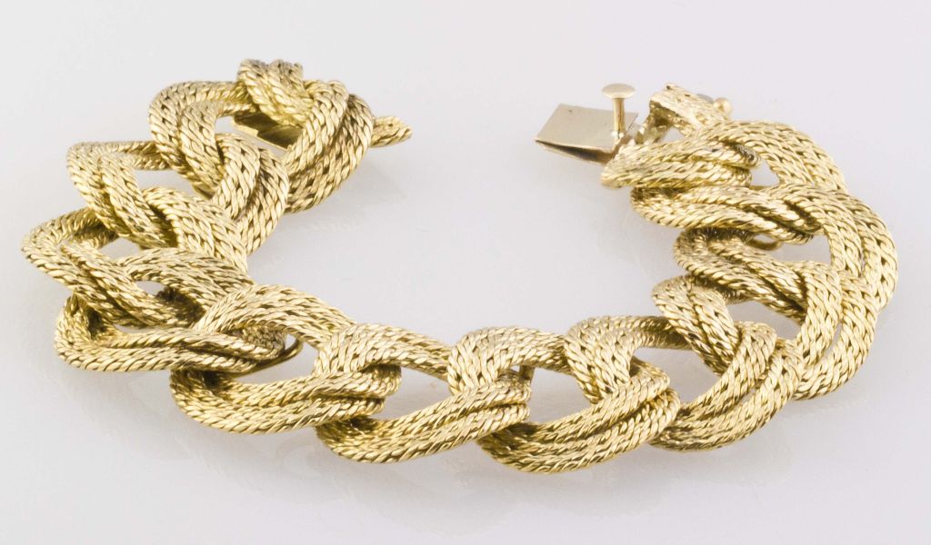 Women's TIFFANY FRANCE Vintage 18K Gold Braided Link Bracelet