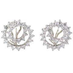 TIFFANY& CO. Diamond Platinum Swirl Earrings