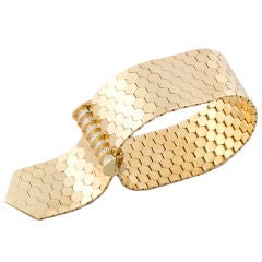 FRENCH Retro 18k Gold Diamond Honeycomb Buckle Bracelet
