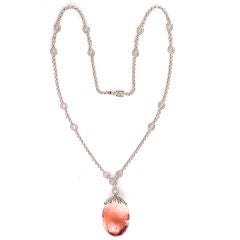 TIFFANY & CO. Morganite Briole Platinum Diamond Necklace Pendant