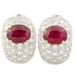 BULGARI Important Burma Ruby Diamond Earrings