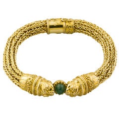 VAN CLEEF & ARPELS Etruscan Revival 18K Gold Emerald Bracelet