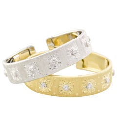 M. BUCCELLATI 18K White & Yellow Gold Diamond 2 Cuff Bracelets