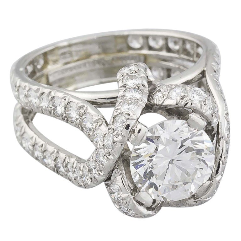 TIFFANY SCHLUMBERGER  Round Diamond Platinum Engagement Ring