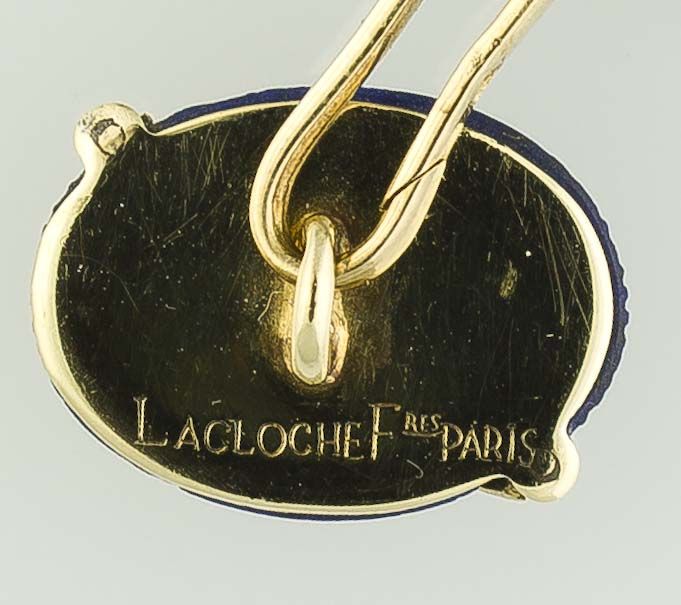 LACLOCHE FRERES Edwardian 18K Gold Lapis Cufflinks 1
