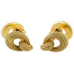 STERLE PARIS 18K Gold Textured Rope Folding Cufflinks