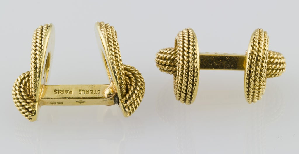 Men's STERLE PARIS 18K Gold Textured Rope Folding Cufflinks