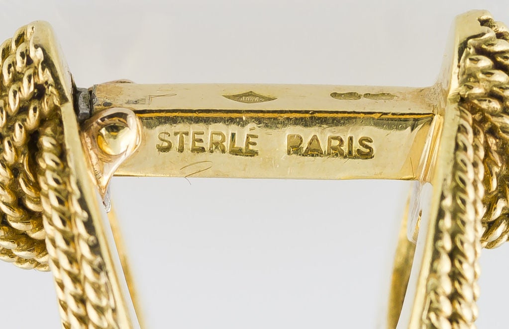 STERLE PARIS 18K Gold Textured Rope Folding Cufflinks 1