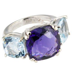 SEAMAN SCHEPPS  White Gold Iolite Aquamarine 3 Stone Ring