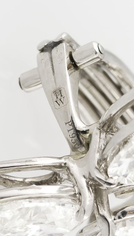 HARRY WINSTON Platinum Diamond Cluster Earrings 1