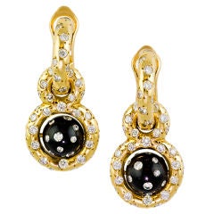 JAR Rare Diamond Onyx Gold Drop Earrings
