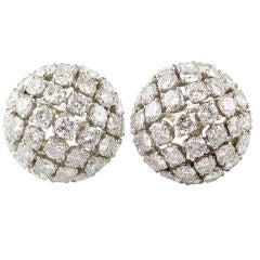 OSCAR HEYMAN Diamond Platinum Semi Dome Earrings