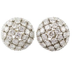 OSCAR HEYMAN Diamond Platinum Semi Dome Earrings