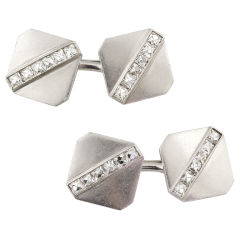 TIFFANY & CO. Art Deco French Cut Diamond Platinum Cufflinks