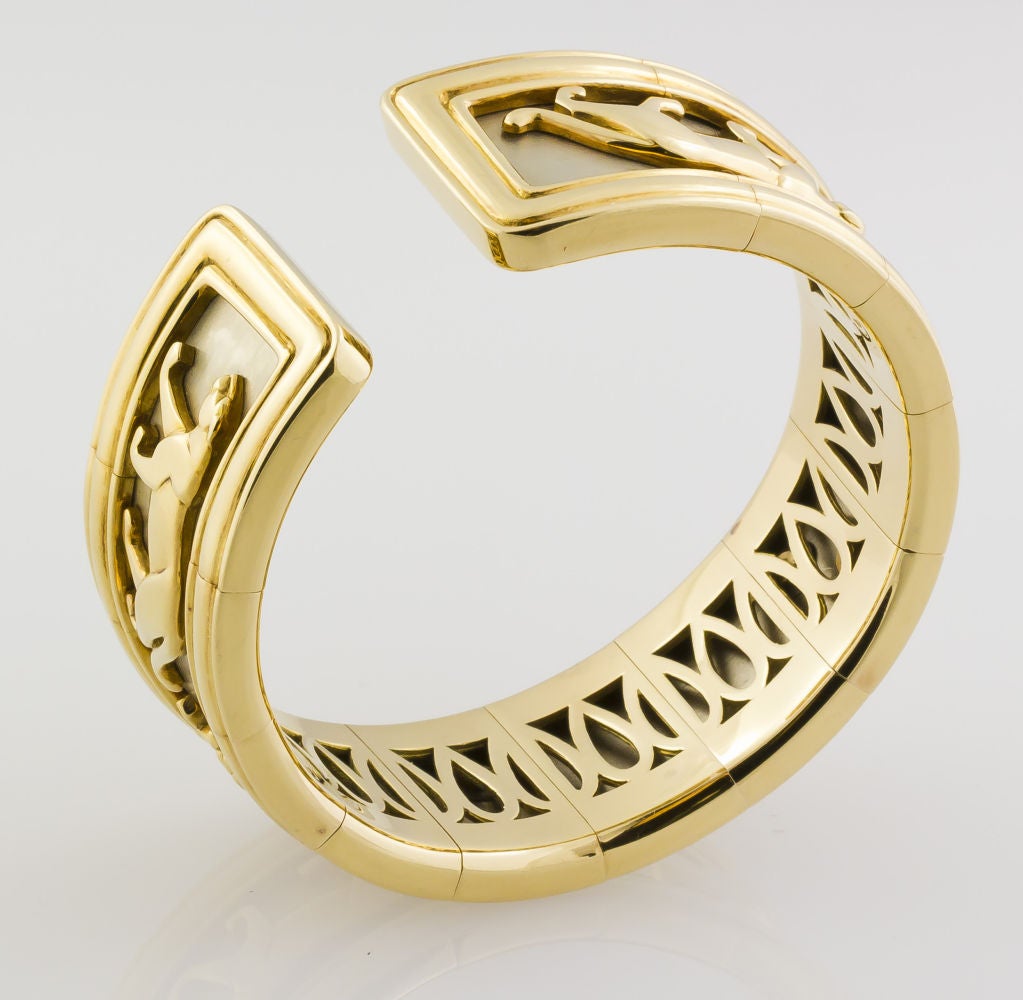 Cartier White Yellow Gold Panther Cuff Bracelet 1