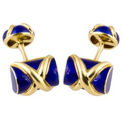 TIFFANY & CO SCHLUMBERGER Blue Enamel Cufflinks