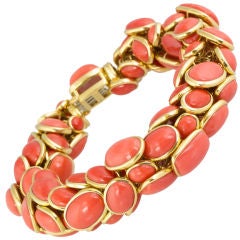 Seaman Schepps Coral Gold Link Bracelet 11