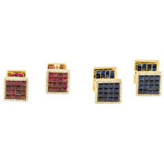 ALETTO BROTHERS Invisible Set Ruby Sapphire Diamond Cufflink Set